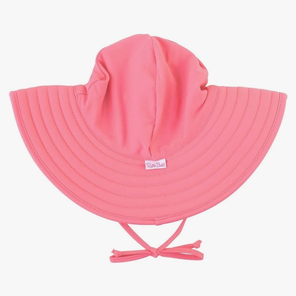 RuffleButts Baby/Toddler Girls UPF 50+ Sun Protective Wide Brim Swimwear Sun Hat